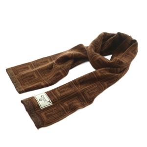 マフラー ニット チョコレート柄 総柄 茶 /MI OS