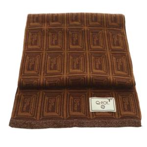 Q-POT マフラー ニット チョコレート柄 総柄 茶 /MI OS