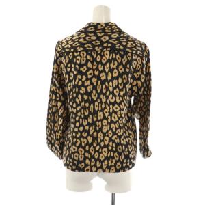 EQUIPMENT レオパード シルク シャツ ×kate moss オープンカラー 七分袖 S 黒 ブラック ベージュ /AT