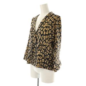 EQUIPMENT レオパード シルク シャツ ×kate moss オープンカラー 七分袖 S 黒 ブラック ベージュ /AT