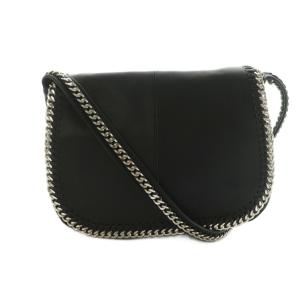 ショルダーバッグ チェーンショルダー レザー 牛革 フラップ 黒 /MI OS