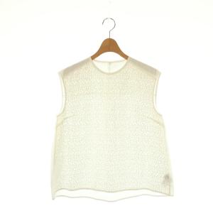 24SS ビーンズエンブロイダリー ノースリーブブラウス シャツ プルオーバー シアー 36 白 /CX