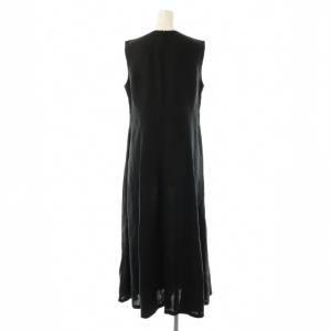 TOMORROWLAND collection 23SS スムースリネンキーネックワンピース ノースリーブ 36 チャコールグレー /DO OS