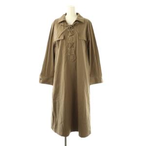 24AW レースアップシャツワンピース ロング 長袖 2 カーキ /DO OS