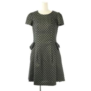 サイドリボン スタージャガード ワンピース 36 ブラック /DF OS