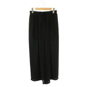 TROUSERS PEジョーゼット ギャザー リラックス ゴムワイド トラウザーパンツ 36 ブラック