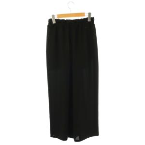 ENFOLD TROUSERS PEジョーゼット ギャザー リラックス ゴムワイド トラウザーパンツ 36 ブラック