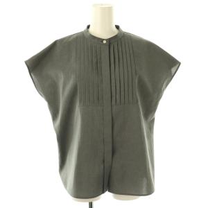 ピンタックフレンチスリーブブラウス シャツ 38 グレー /DF OS