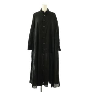 シルク混 シャツワンピース ブラック