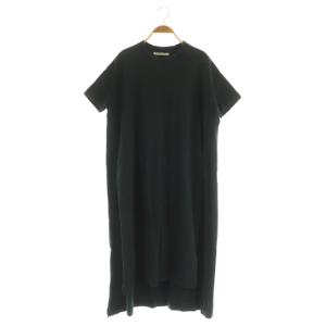 PATRI HVY INT サイドスリット カットソー ワンピース ロング 半袖 XS ブラック /MY