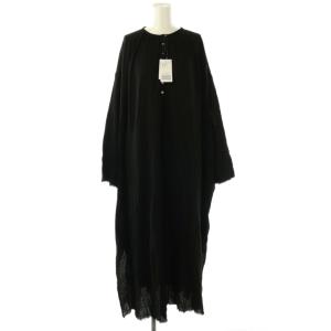 25SS コットンクレープヘンリードレス ワンピース 38 ブラック /DO OS SH