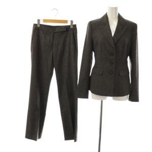 ジャケット パンツ セットアップ チェック テーラード 40 38 茶 グレー /CX OS