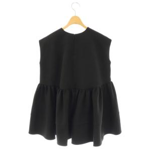 SEVEN TEN by MIHO KAWAHITO 24SS オーガンジーモチーフペプラムトップス ブラウス ノースリーブ S ブラック /DF OS