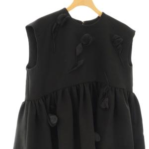 SEVEN TEN by MIHO KAWAHITO 24SS オーガンジーモチーフペプラムトップス ブラウス ノースリーブ S ブラック /DF OS