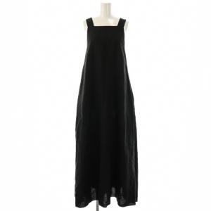 24SS リネンサロペットスカート ワンピース マキシ丈 38 チャコール /CX OS