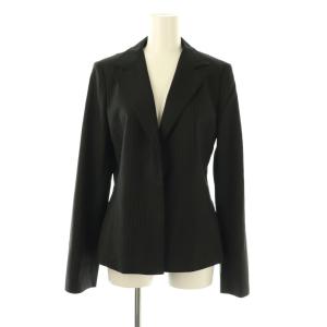 23区 ジャケットスカート ストライプスーツセットアップ テーラード 膝丈 40 42 ブラック /HK OS