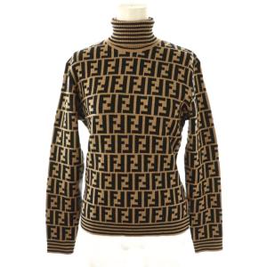 ズッカ柄 ウールタートルネックニット セーター 長袖 40 ベージュ 黒 /NR OS