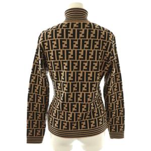 FENDI ズッカ柄 ウールタートルネックニット セーター 長袖 40 ベージュ 黒 /NR OS