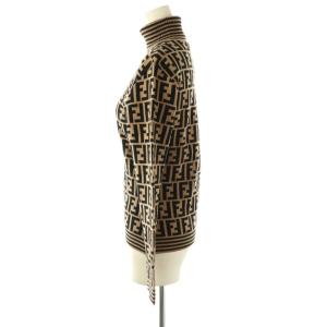 FENDI ズッカ柄 ウールタートルネックニット セーター 長袖 40 ベージュ 黒 /NR OS