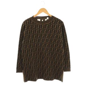 ズッカ柄 ウールニット セーター 長袖 42 ベージュ 黒 /NR OS