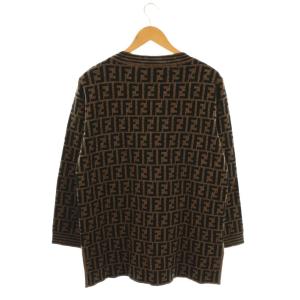 FENDI ズッカ柄 ウールニット セーター 長袖 42 ベージュ 黒 /NR OS