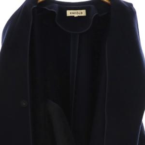 ENFOLD ショートビーバー Aライン コート チェスター ロング 36 紺 ネイビー /AT OS
