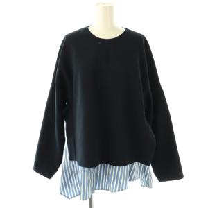 ダブルクロスレイヤードプルオーバー カットソー 38 ネイビー ライトブルー オフホワイト /DO OS