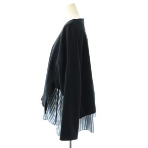 ENFOLD ダブルクロスレイヤードプルオーバー カットソー 38 ネイビー ライトブルー オフホワイト /DO OS