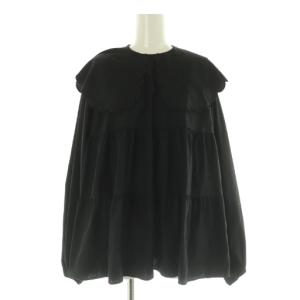 スカラップロングスリーブブラウス 長袖 プルオーバー F ブラック /MY OS