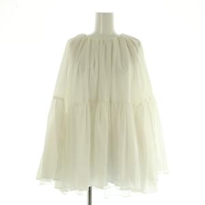 24SS ペプラムケープブラウス 長袖 プルオーバー ボリュームスリーブ ギャザー タック シアー ONE