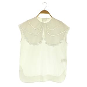 シロコン ループ刺繍セーラー ブラウス ノースリーブ プルオーバー 34 ホワイト /MY OS