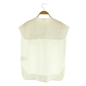 yori シロコン ループ刺繍セーラー ブラウス ノースリーブ プルオーバー 34 ホワイト /MY OS