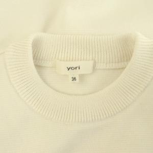 yori ウールパフスリーブニット セーター 長袖 クルーネック 36 オフホワイト /MY OS