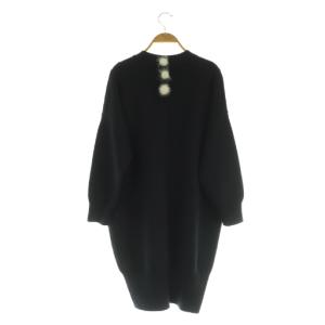 Chesty ラビットニットワンピース ミニ 長袖 ポンポン ミンクファー スパンコール F ブラック /MY OS