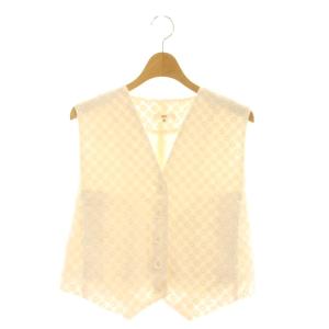 25SS フラワー刺繍ミニジレ ベスト Vネック 36 アイボリー /DO OS