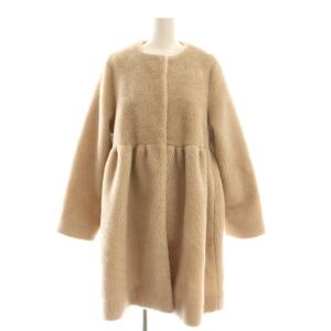 もふボアコート アウター ロング ノーカラー 36 ベージュ /DO OS