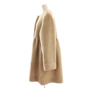 yori もふボアコート アウター ロング ノーカラー 36 ベージュ /DO OS