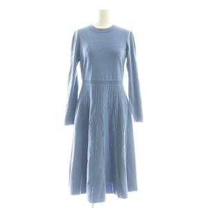 24SS アイレットスムース ワンピース ニット ロング 36 ブルー /HK OS