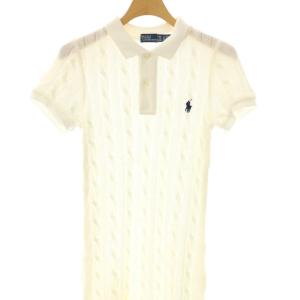 Polo by Ralph Lauren ケーブル編みニットワンピース ミモレ ロング 半袖 XXS 白 ホワイト /AT OS