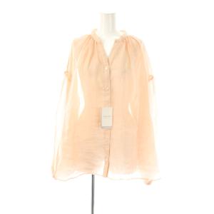 25SS ラミースキッパーシャツ ブラウス シアー ギャザー リネン ピンク /CX OS