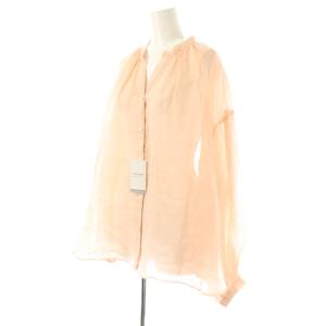 SLOBE IENA 25SS ラミースキッパーシャツ ブラウス シアー ギャザー リネン ピンク /CX OS