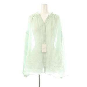 25SS ラミースキッパーシャツ ブラウス シアー ギャザー リネン ミントグリーン /CX OS