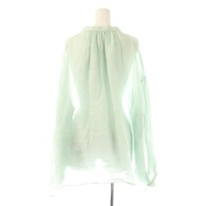SLOBE IENA 25SS ラミースキッパーシャツ ブラウス シアー ギャザー リネン ミントグリーン /CX OS