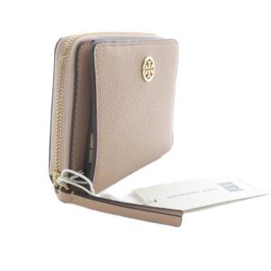 TORY BURCH ロビンソン ペブルド バイフォールド ウォレット 二つ折り財布 ロゴ ピンクベージュ /SR
