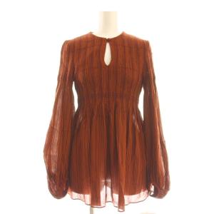 23SS Stripe Shirring Jacquard Puff Sleeve Top
