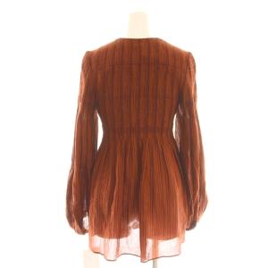 Mame Kurogouchi 23SS Stripe Shirring Jacquard Puff Sleeve Top