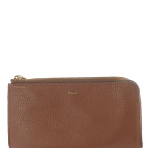 Chloe レザー フラグメントケース カードケース コインケース 小銭入れ ロゴ 茶 ブラウン /SR OH