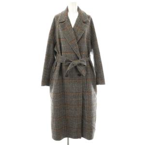 グレンチェック ロングコート ダブル 2 ブラック /HK OS