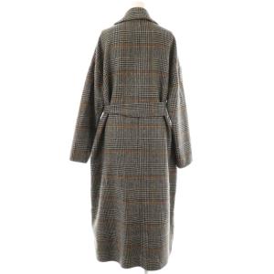 MOGA グレンチェック ロングコート ダブル 2 ブラック /HK OS