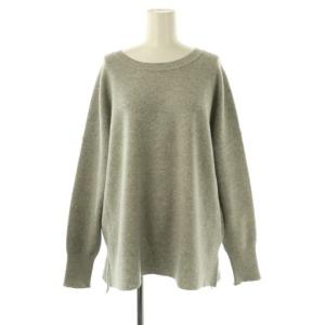 fluffy スムース クルーネック プルオーバー ニット セーター 長袖 ウール グレー /NR OS